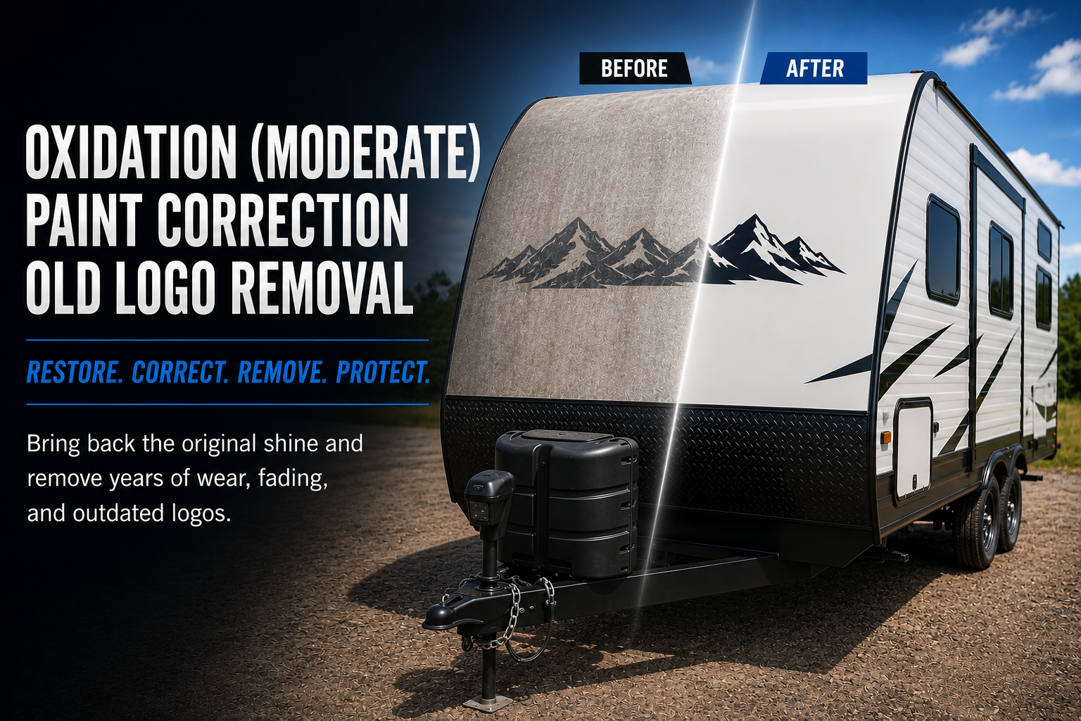 Oxidation Removal, Paint Correction, Headlight Restoration, Old Logo Removal